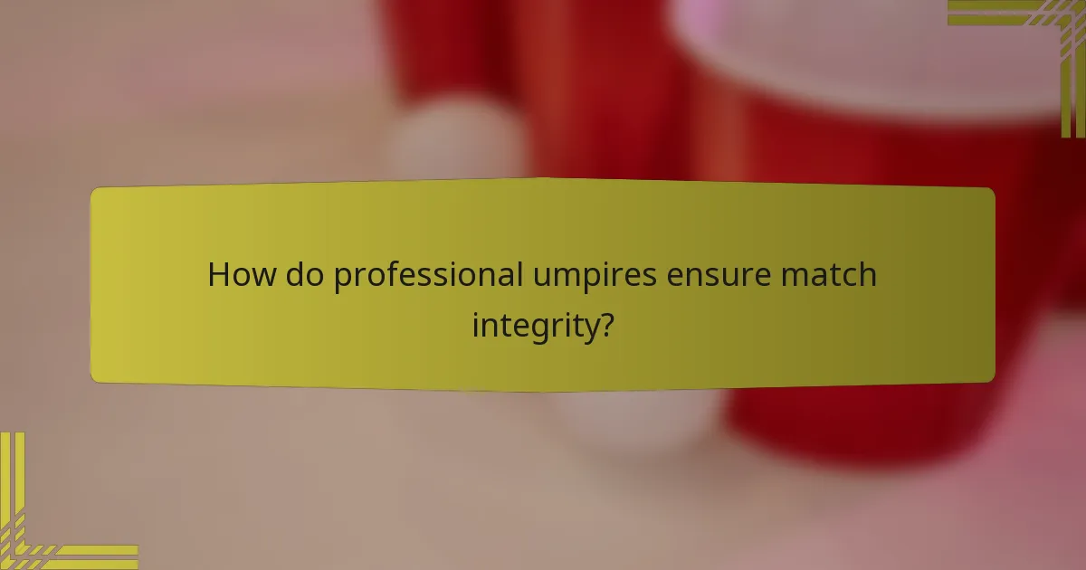How do professional umpires ensure match integrity?